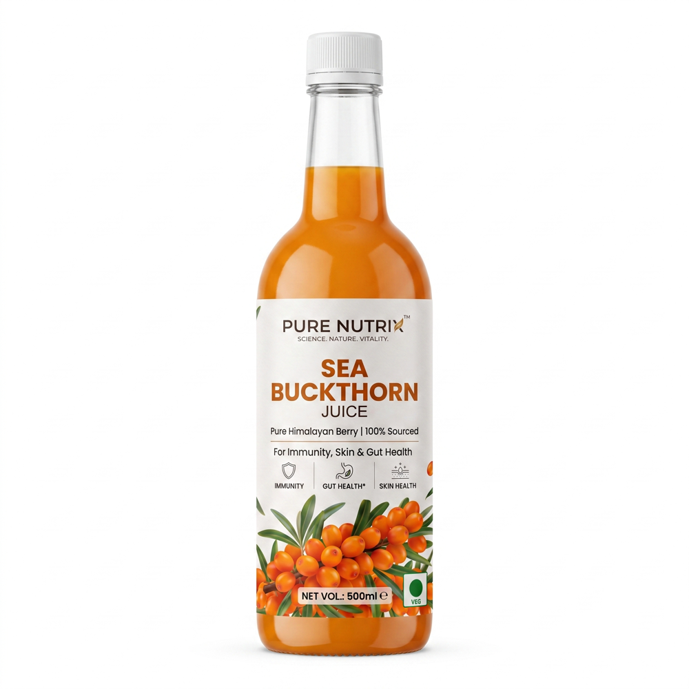 Pure Nutrix Himalayan Sea Buckthorn Juice - 500 ml | Supports Immunity, Glowing Skin & Gut Health | With Omega 3, 6, 7 & 9